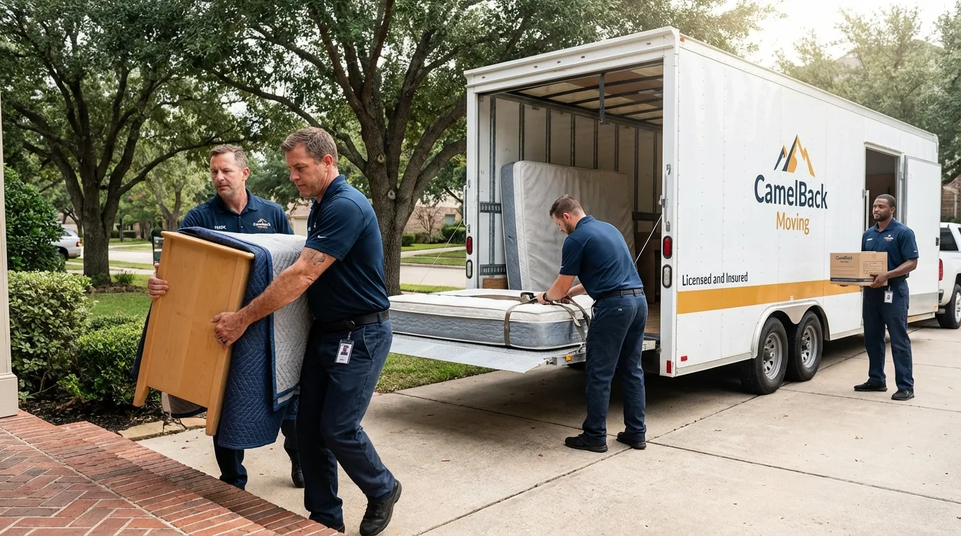 Crew loading residential truck for cross-state move from Monterey, TN