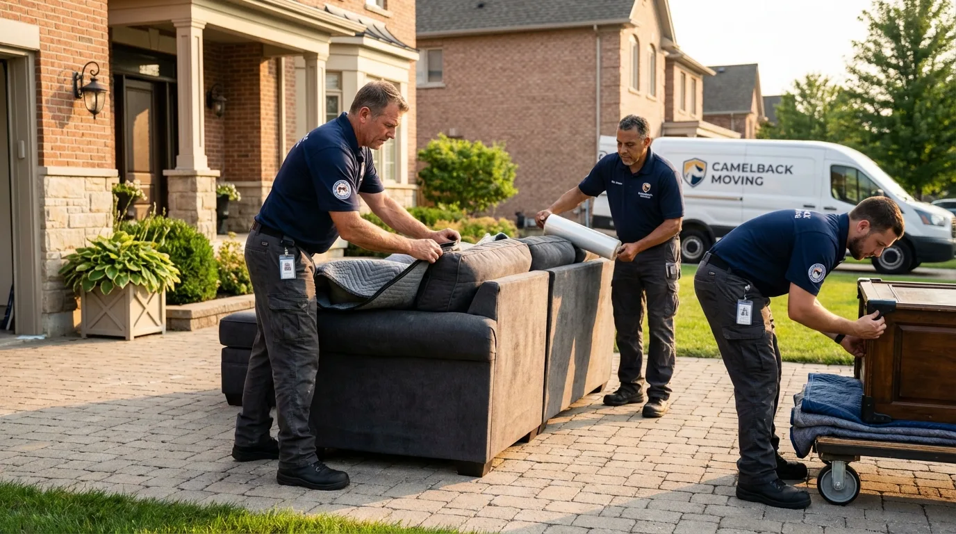 Large estate moving crew wrapping furniture in Monterey, TN